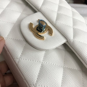 Classic Quilted Caviar Leather Medium Double Flap Bag