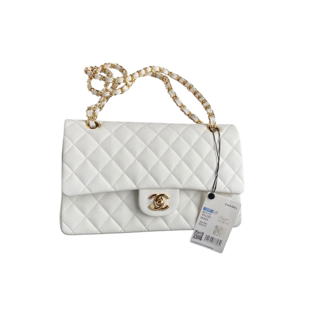 Classic Quilted Caviar Leather Medium Double Flap Bag