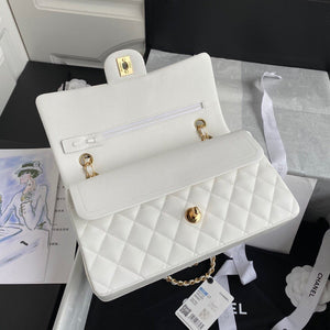 Classic Quilted Caviar Leather Medium Double Flap Bag