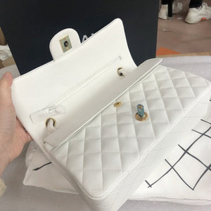 Classic Quilted Caviar Leather Medium Double Flap Bag