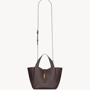 YSL Le 5 A 7 Baby Bea In Grained Leather Dark Brown