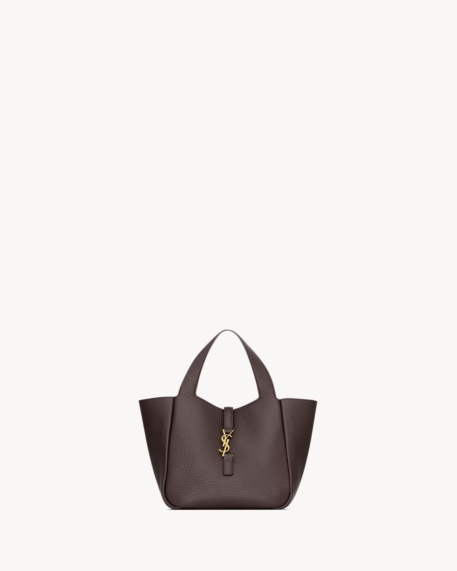 YSL Le 5 A 7 Baby Bea In Grained Leather Dark Brown