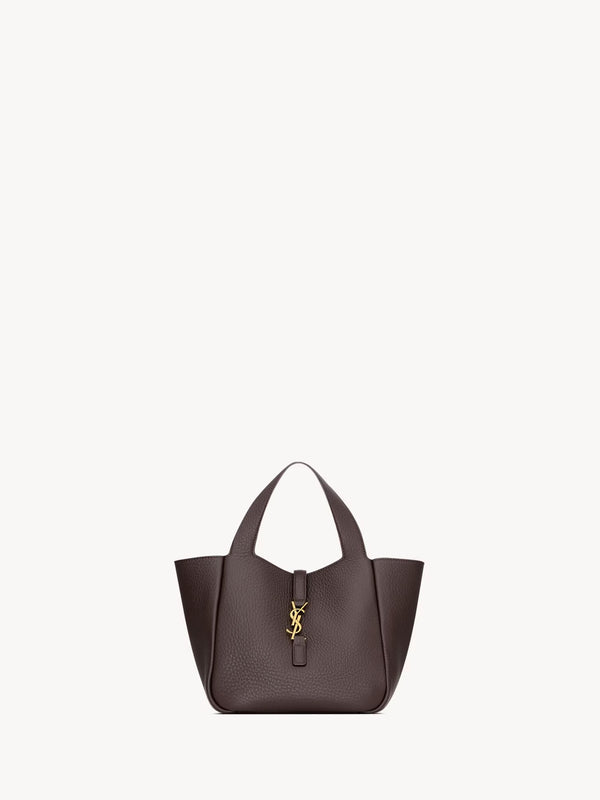 YSL Le 5 A 7 Baby Bea In Grained Leather Dark Brown