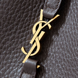 YSL Le 5 A 7 Baby Bea In Grained Leather Dark Brown
